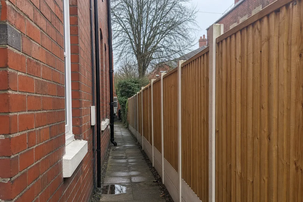 Closeboard garden fence installed on a terraced home in Crewe, Cheshire