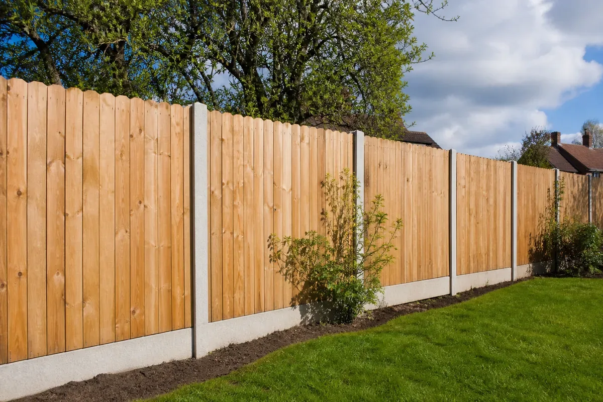 New feather edge rear garden fencing in Shavington with concrete posts