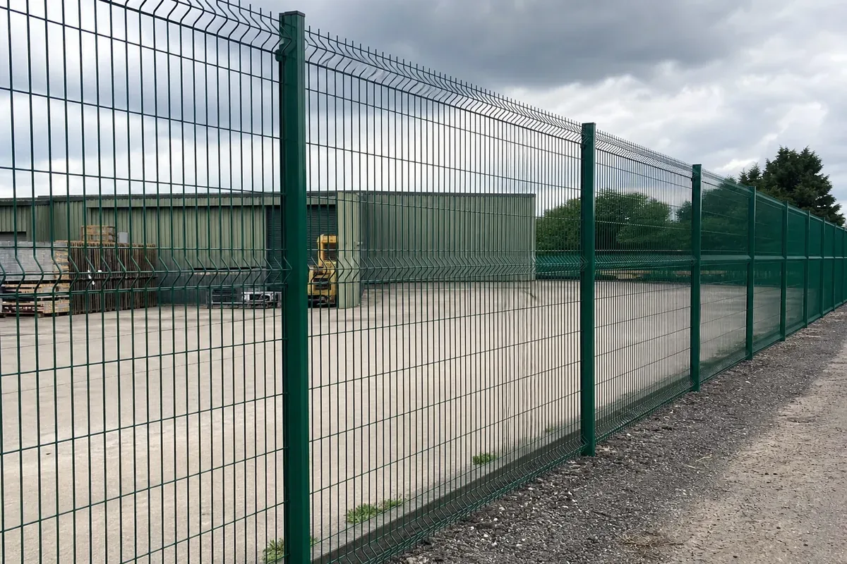 Commercial mesh security fencing around a Cheshire business yard